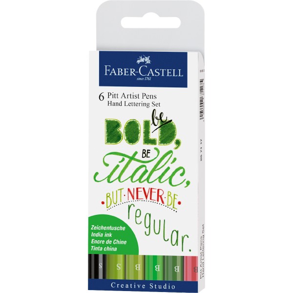 Faber-Castell "Pitt Artist Pen" Italic 6er Colouring Set