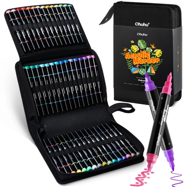 Ohuhu "Kakaako" Acrylic Twin Marker 60er Set (0,7-3mm) Vibrant Tones