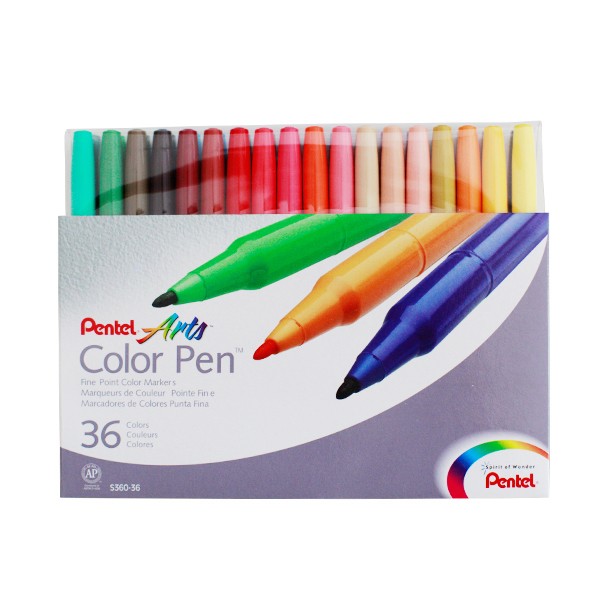 Pentel "S360" Arts Colour Pen (1-2mm) - 36er Set