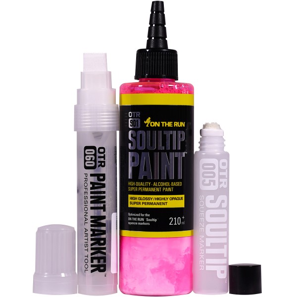 OTR.901 "Soultip Paint (210ml)" + Empty Marker 3er Set - Neon Pink