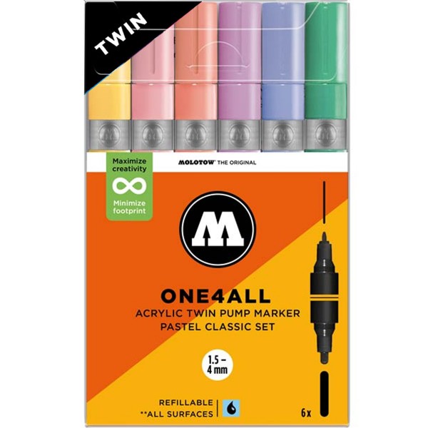 Molotow "One4all Acrylic Twin Marker" 6er Set - Pastel Classic