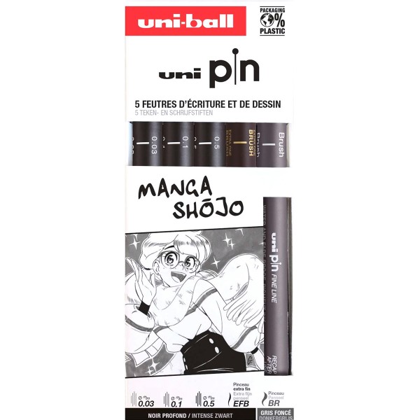 Uni-Ball "Manga Shojo Finelinerset Uni PIN" 5er Set