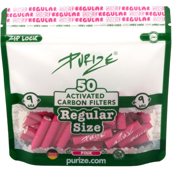 Purize Aktivkohlefilter "Regular Size 50er Pack" Pink (9mm)