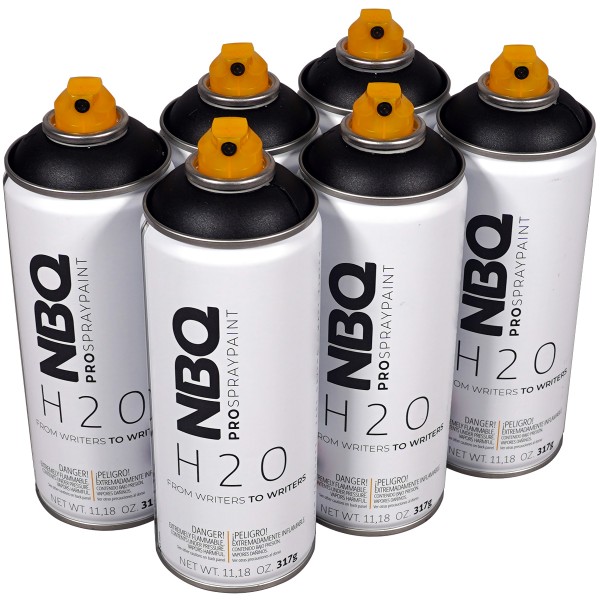 NBQ "H2O" Water Based Sixpack Black (6x400ml)