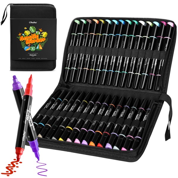 Ohuhu "Kakaako" Acrylic Twin Marker 30er Set (0,7-3mm) Regular Tones