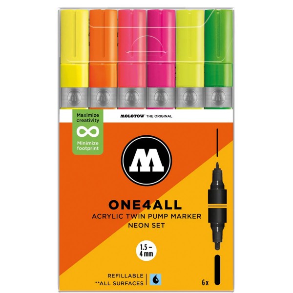 Molotow "One4all Acrylic Twin Marker 6er Set - Neon"