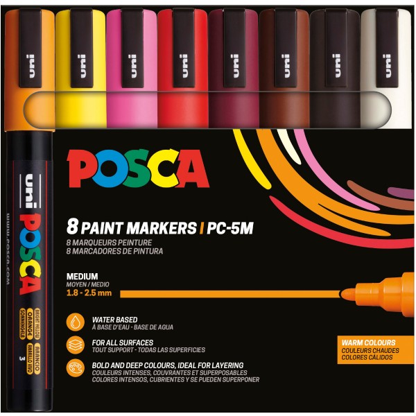 Uni Posca "PC-5M" Marker 8er Set (1,8-2,5mm) - Warm