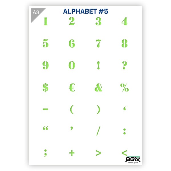 Plastikschablone "Alphabet #5" - Numbers / Symbols A3