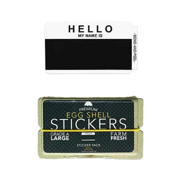Eggshell Sticker "Hello My Name Is" Black 80 Stk.- 6x10cm