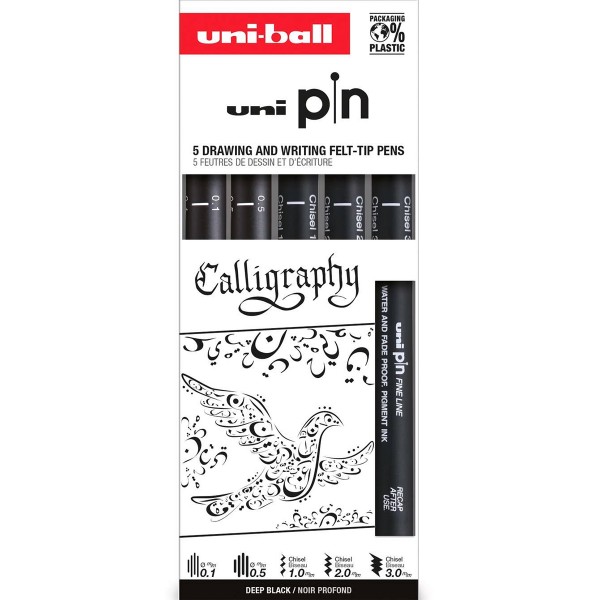 Uni-Ball "Calligraphy Finelinerset Uni PIN" 5er Set