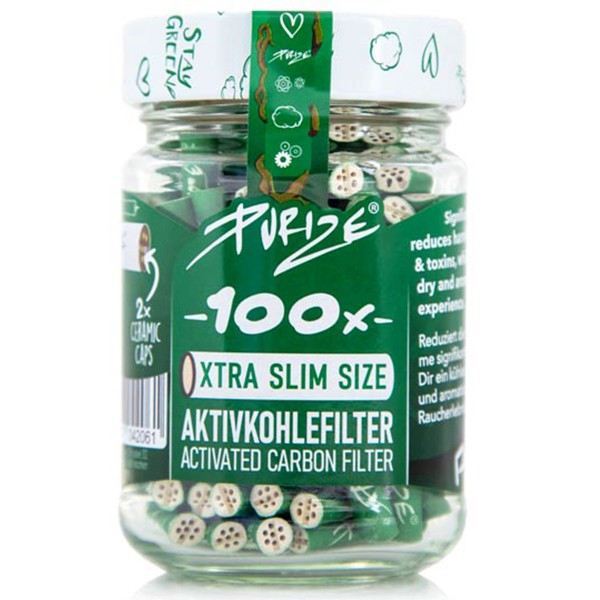 Purize Aktivkohlefilter "XTRA Slim Size 100er Glas" - Green