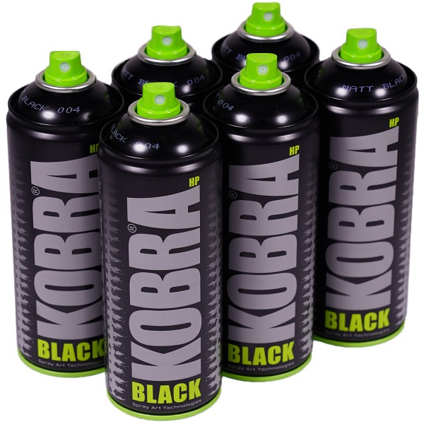 Kobra "New HP Sixpack Matt Black 004" (6x400ml)