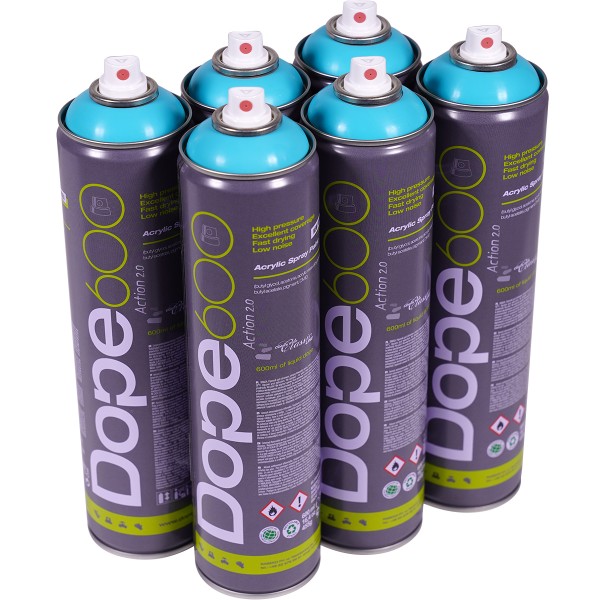 Dope "Action Paint 2.0 One Color Sixpack Tahitian Blue" Silver Killer (6x600ml)