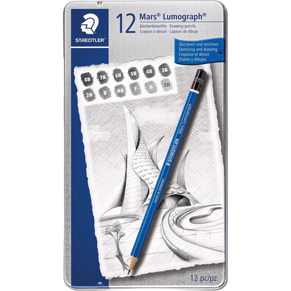 Staedler "Bleistift Mars Lumograph 12er Metalletui" - Black