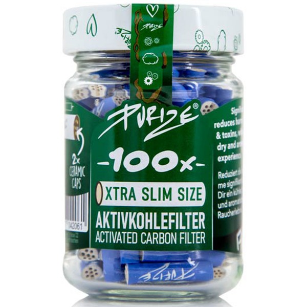 Purize Aktivkohlefilter "XTRA Slim Size 100er Glas" - Blue