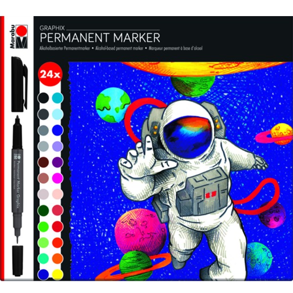 Marabu "Colour Graphix Hero of Galaxy" Permanent Twin Marker 24er Set (0,5 + 1-2mm)