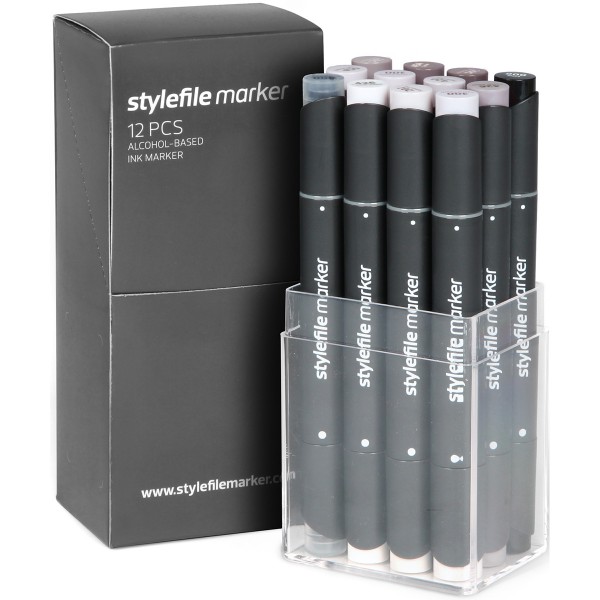 Stylefile Twin Marker "12er Set" Warm Grey