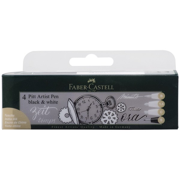 Faber-Castell "Pitt Artist Pen" Tuschestift 4er Set - Black & White