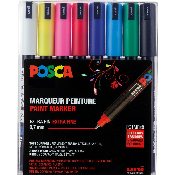 Uni Posca "PC-1MR" Marker 8er Set (0,7mm) - Basic