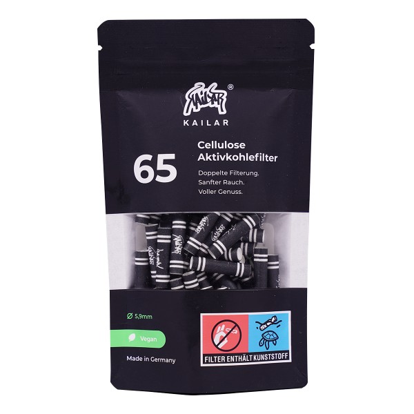 Kailar Aktivkohlefilter "Cellulose Slim Size 65er Pack" - Black