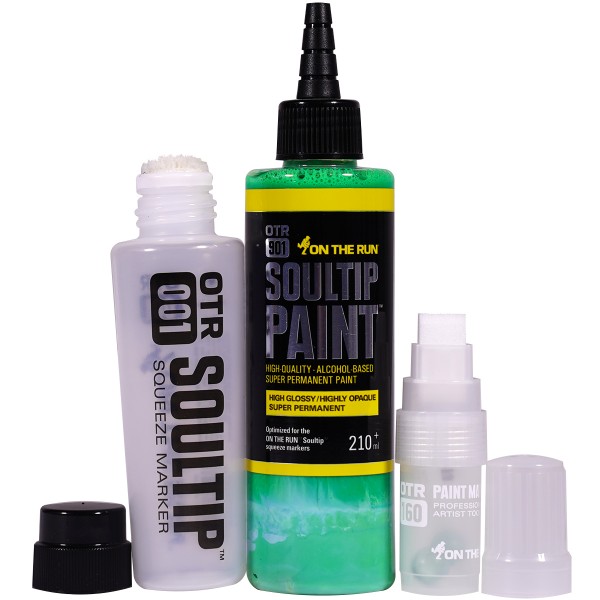 OTR.901 "Soultip Paint (210ml)" + Empty Marker 3er Set 2 - Neon Green