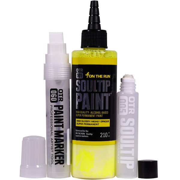 OTR.901 "Soultip Paint (210ml)" + Empty Marker 3er Set - Neon Yellow