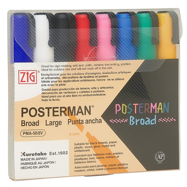 ZIG "Posterman Broad 8er Set"