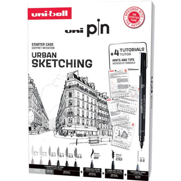 Uni-Ball "Urban Sketching Starterset Uni PIN" 9er Koffer