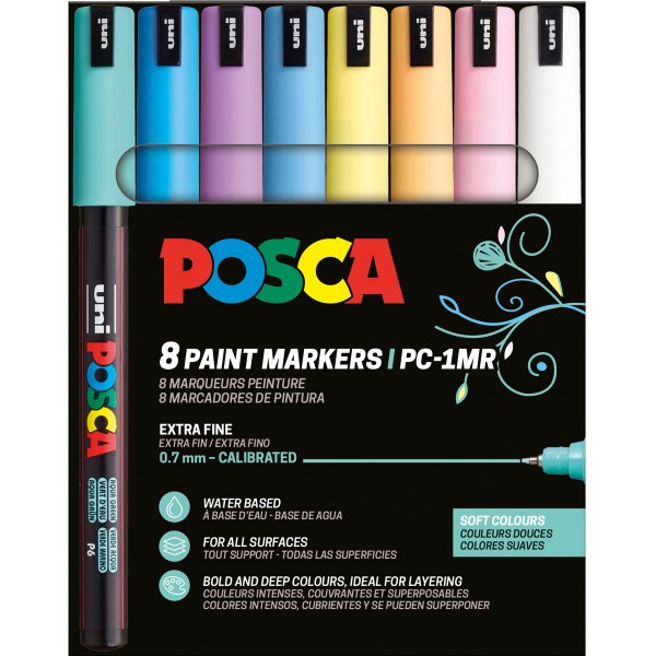 Uni Posca "PC-1MR" Marker 8er Set (0,7mm) - Soft