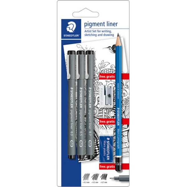Staedler "Pigmentliner Artist Set" (6 Teile) - Black