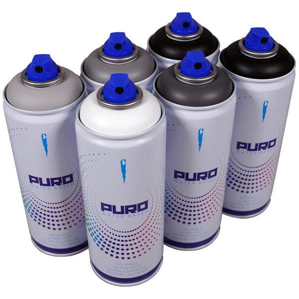 Clash "Puro" Water Based - Greyscale Tones (6x400ml)