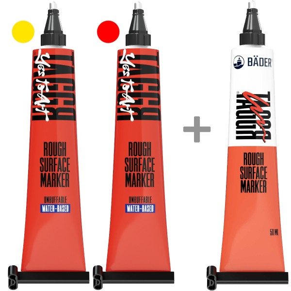 Bäder "TAGGR 2+1 Tubenmarker 3er Set" (2,5mm) Yellow, Red & Random