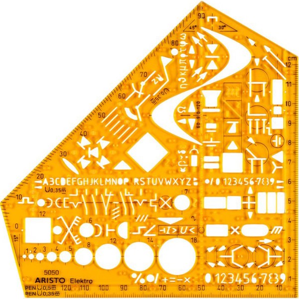 Aristo "Zeichenschablone Elektro" Gelb-Transparent