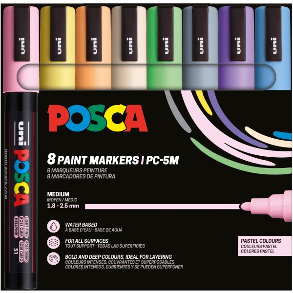 Uni Posca "PC-5M" Marker 8er Set (1,8-2,5mm) - Pastel