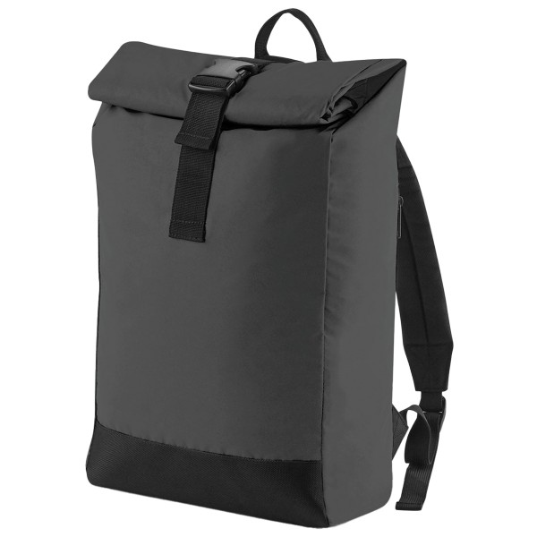 BagBase BG138 "Reflective Roll-Top Backpack" Black Reflective