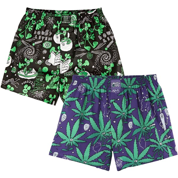 Lousy Livin Boxershorts "Outerspace & Weedy 2er Pack" Black