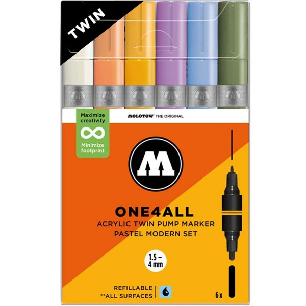 Molotow "One4all Acrylic Twin Marker" 6er Set - Pastel Modern