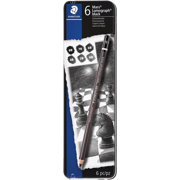 Staedler "Bleistift Mars Lumograph 6er Metalletui" - Black