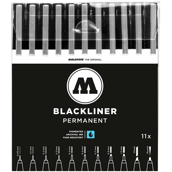 Molotow "Blackliner" Permanent 11er Fineliner Set