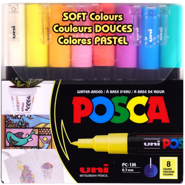 Uni Posca "PC-1MC" Marker 8er Set (0,7mm) - Soft