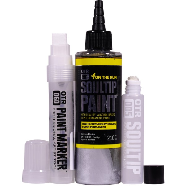 OTR.901 "Soultip Paint (210ml)" + Empty Marker 3er Set - Chrome Silver