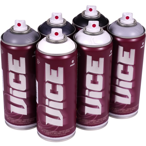 MTN "Vice" Sixpack Black, White & Grey (6x400ml)